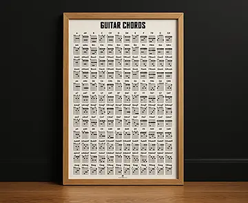 Poster accords guitare affiche murale pour guitariste format vertical 60x90 cm